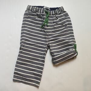 Baby Boden Grey & White Stripe Roll Up Pants